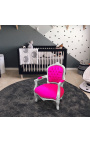 Sillón para terciopelo infantil y madera de plata