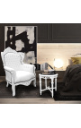 Rotondo Louis XVI tavolo laterale in marmo nero con legno bianco lucido - 10
