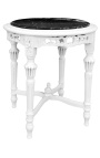 Rotondo Louis XVI tavolo laterale in marmo nero con legno bianco lucido - 11