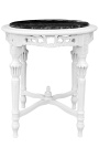 Rotondo Louis XVI tavolo laterale in marmo nero con legno bianco lucido - 13