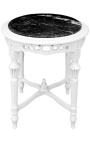 Rotondo Louis XVI tavolo laterale in marmo nero con legno bianco lucido - 15