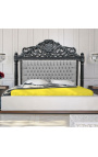 Барочная кровать изголовья из серого бархата и матовой черной древесины