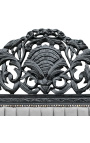 Testiera barocca in velluto grigio e legno nero opaco