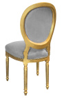 Louis XVI style chair gray and patinated gold wood
