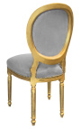 Stuhl im Louis XVI-Stil aus grauem und patiniertem Goldholz