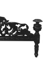 Barokinė lova iš pilko aksomo ir matinės juodos medienos