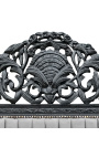 Lit Baroque velours gris et bois noir mat