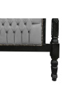 Lit Baroque velours gris et bois noir mat