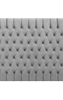 Lit Baroque velours gris et bois noir mat