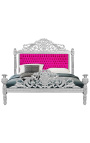 Baroque bed black velvet fabric and silver wood