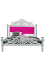 Łóżko w stylu barokowym czarna aksamitna tkanina i srebrne drewno