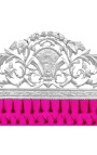 Lit Baroque tissu velours noir et bois argenté