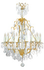 Large bronze chandelier and glass with 16 arms
