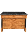 Commode de style Empire loupe d'orme avec marbre noir