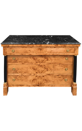 Empire Style Elm Loupe Dresser with Black Marble