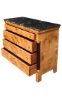 Empire Style Elm Loupe Dresser con mármol negro