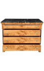 Commode de style Empire loupe d'orme avec marbre noir