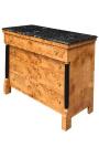 Commode de style Empire loupe d'orme avec marbre noir