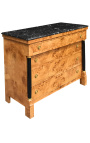 Commode de style Empire loupe d'orme avec marbre noir