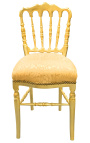 Napoleon III style chair satin golden fabric and gilded wood - 3