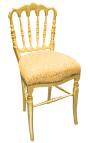 Scaun stil Napoleon al III-lea țesătură aurie satinată și lemn aurit - 4