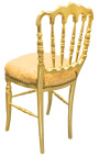 Napoleon III style chair satin golden fabric and gilded wood - 5