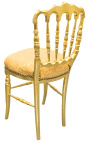 Sedia stile Napoléon III tessuto in oro satinato e legno dorato