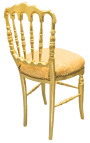 Chaise de style Napoléon III tissu satiné doré et bois doré