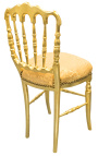 Napoleon III style chair satin golden fabric and gilded wood