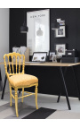 Napoleon III style chair satin golden fabric and gilded wood - 2