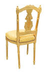 Harp chair with gold satin fabric and gilded wood