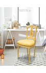 Арфа стул с золотой сатиновой тканью и позолоченной древесиной