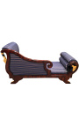 Nagy chaise longue Francia Empire stílus kék csíkok szatén szövet - 7