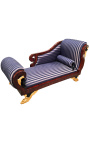 Grand daybed French Empire style blue stripes satin fabric