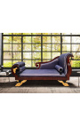 Grand daybed Franse Empire-stijl blauwe strepen satijnstof