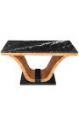 Art Deco console with elm burl inlaid and black marble