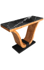 Art Deco console with elm burl inlaid and black marble