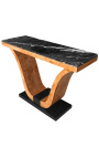 Consola de Art Deco con elm Burl Alaid y mármol negro - 14