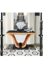 Art Deco console with elm burl inlaid and black marble