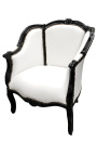 Bergere fotelis Louis XV stiliaus netikros odos baltos ir juodos medienos