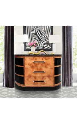 Art Deco Style Buffet en Elm Burl y Black Marble