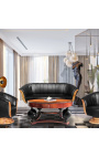 Art Deco stílusú dohányzóasztal szilfa bogban és feketére lakkozott