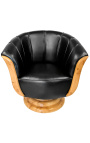 Konsola w stylu Art Deco z intarsjami z pętelki wiązu i czarnego marmuru