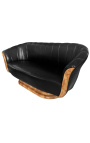 Sofa Tulip 3 Seater art deco estilo olmo y piel negra