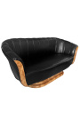 Sofa Tulip 3 Seater art deco estilo olmo y piel negra