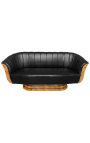 Sofa Tulip 3 Seater art deco estilo olmo y piel negra