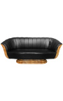Sofa "Tulpen" 3 sitzer kunst deco stil elm und schwarze lederette