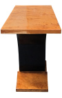Consola de estilo Art Deco en olmo burl y soporte lacado negro