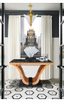 Art Deco console with elm burl inlaid and black marble