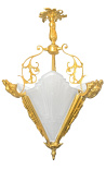 Candelabru în stil Art Deco cu 3 laturi din bronz și sticlă mată